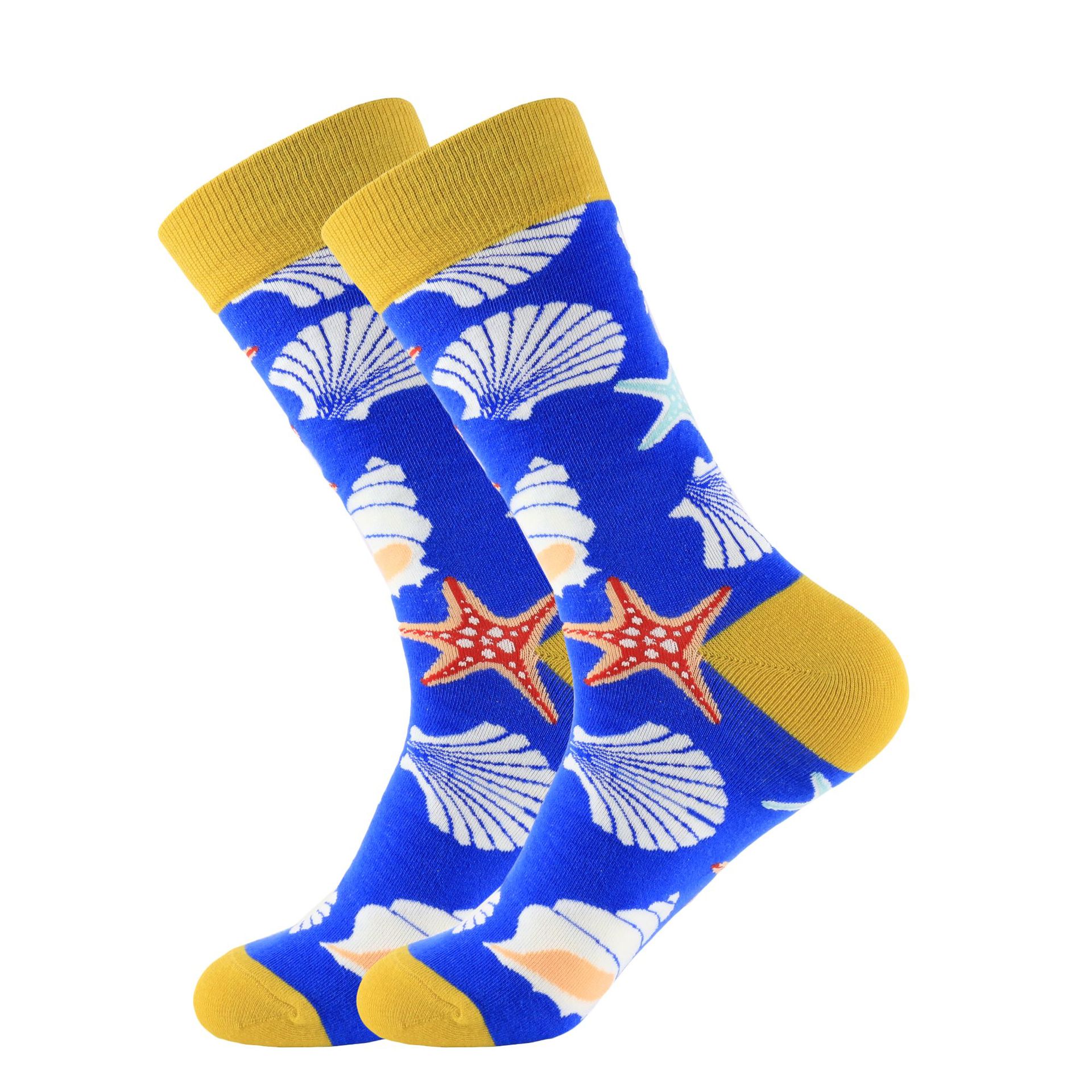 2020 Winter Fashion Socks Series Of Seafood And Colorful Shell Pattern In Tube Socks